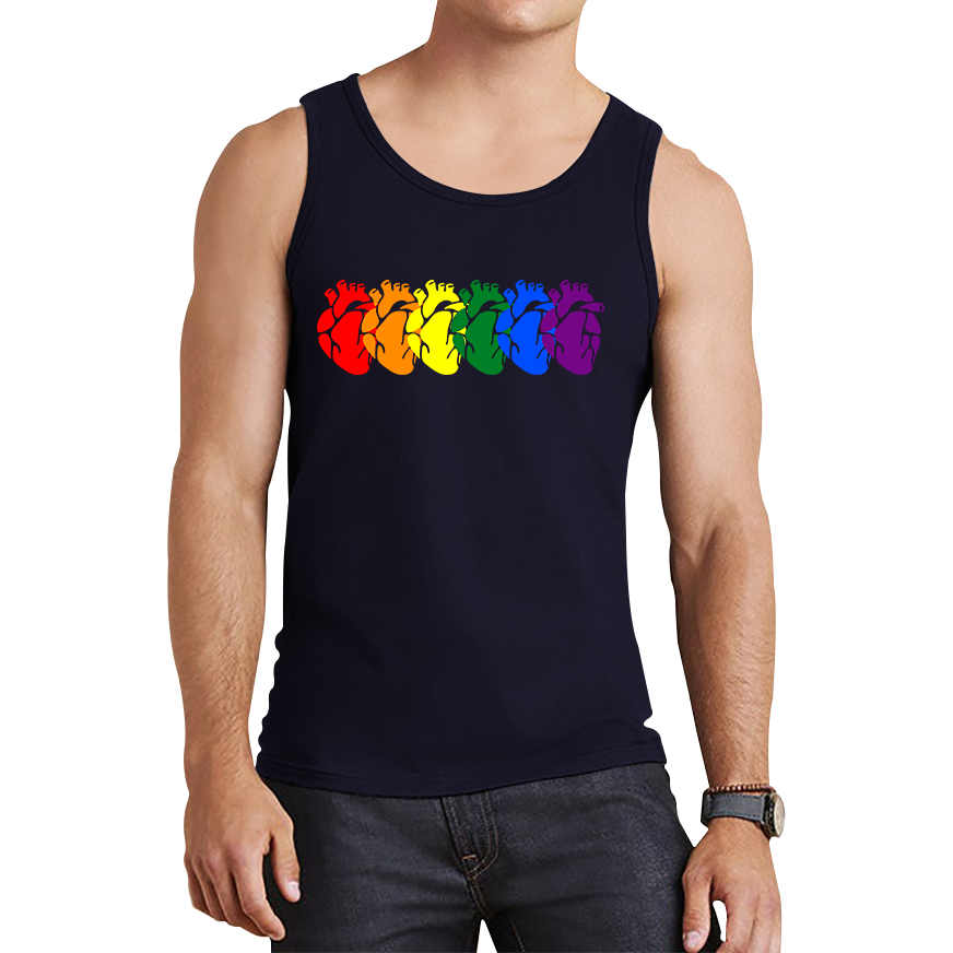 Rainbow Colour Human Heart Pride LGBTQ Rainbow Hearts Line Celebrating Pride LGBT Gay Pride Month Tank Top