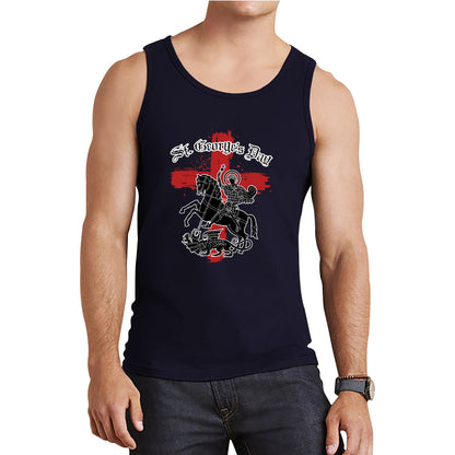 St George's Day Coat Of Arms Of Moscow Heraldic Horseman With A Spear In His Hand Slaying A Zilant Saint George And The Dragon England Flag Tank Top