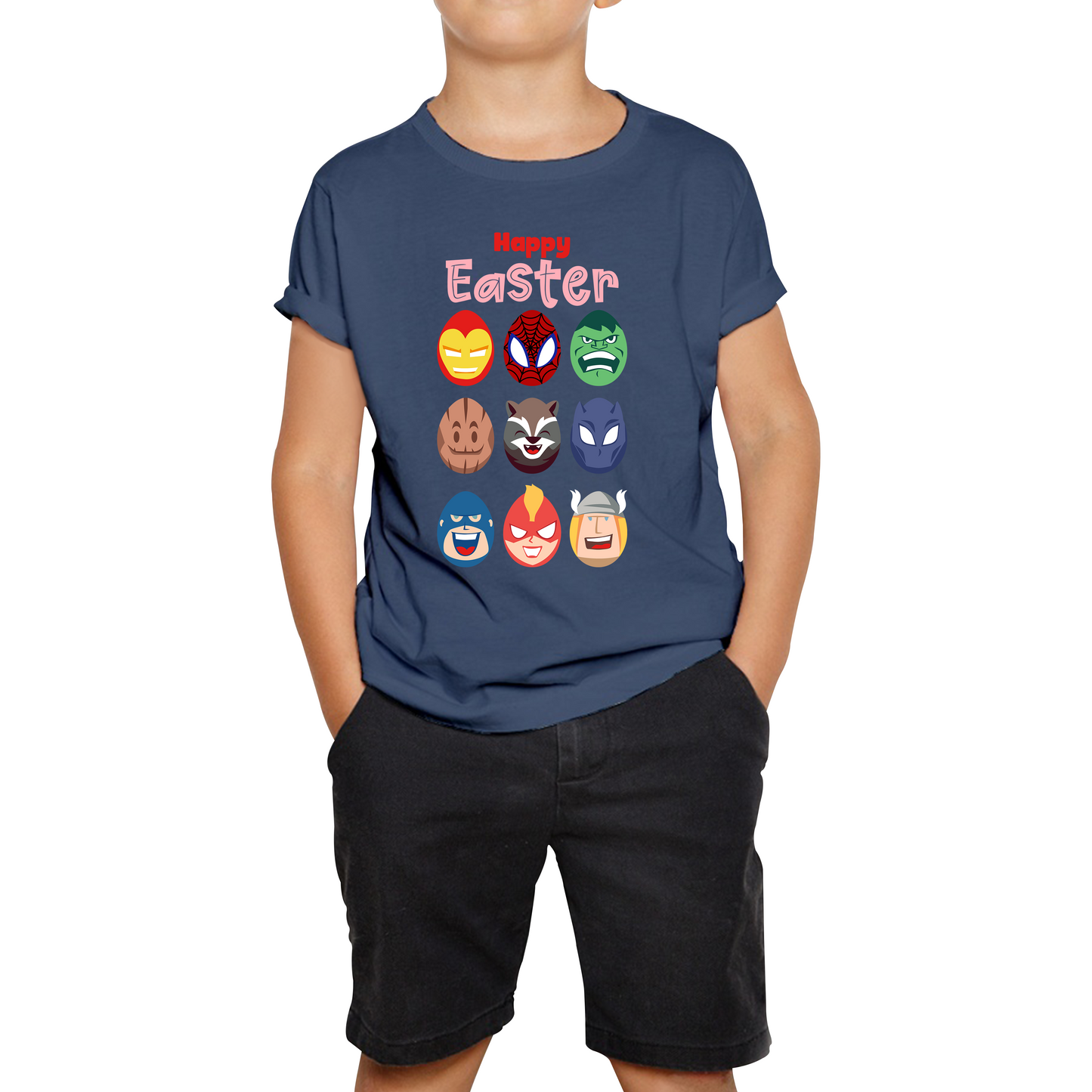 Happy Easter Marvel Avengers Characters Face Avengers Characters Easter Day Happy Easter Cute Superhero Kids Tee