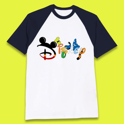 Disney Club Cartoon Characters Mickey Mouse Minnie Mouse Donald Duck Pluto Goofy Sorcerer Mickey Hat Tigger Disney World Trip Baseball T Shirt