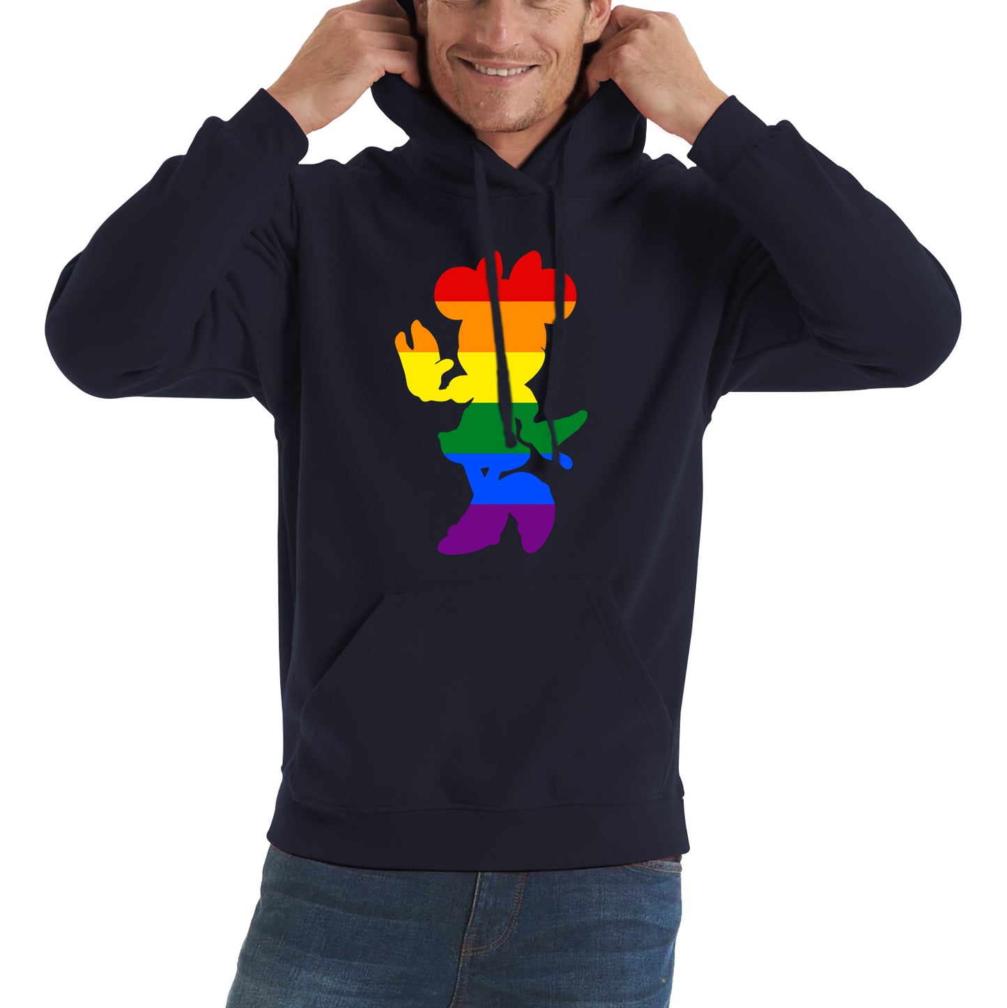 Disney Minnie Mouse Pride Disneyland LGBT Pride Month LGBTQ+ Rainbow Colours Disney World Unisex Hoodie