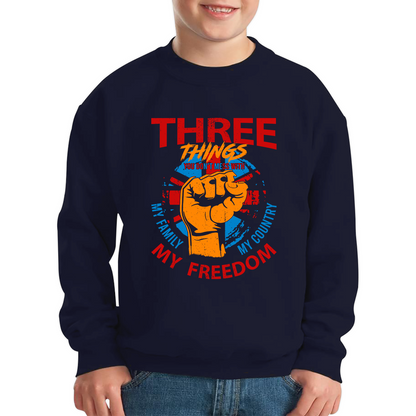 Three Things You Don't Mess With My Family My Country And My Freedom United Kingdom Flag Patriotic Sweatshirt