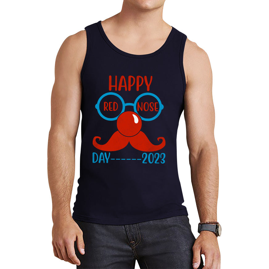 Happy Red Nose Day 2023 Glasses Moustache Child Poverty Awareness Party Wear Tank Top