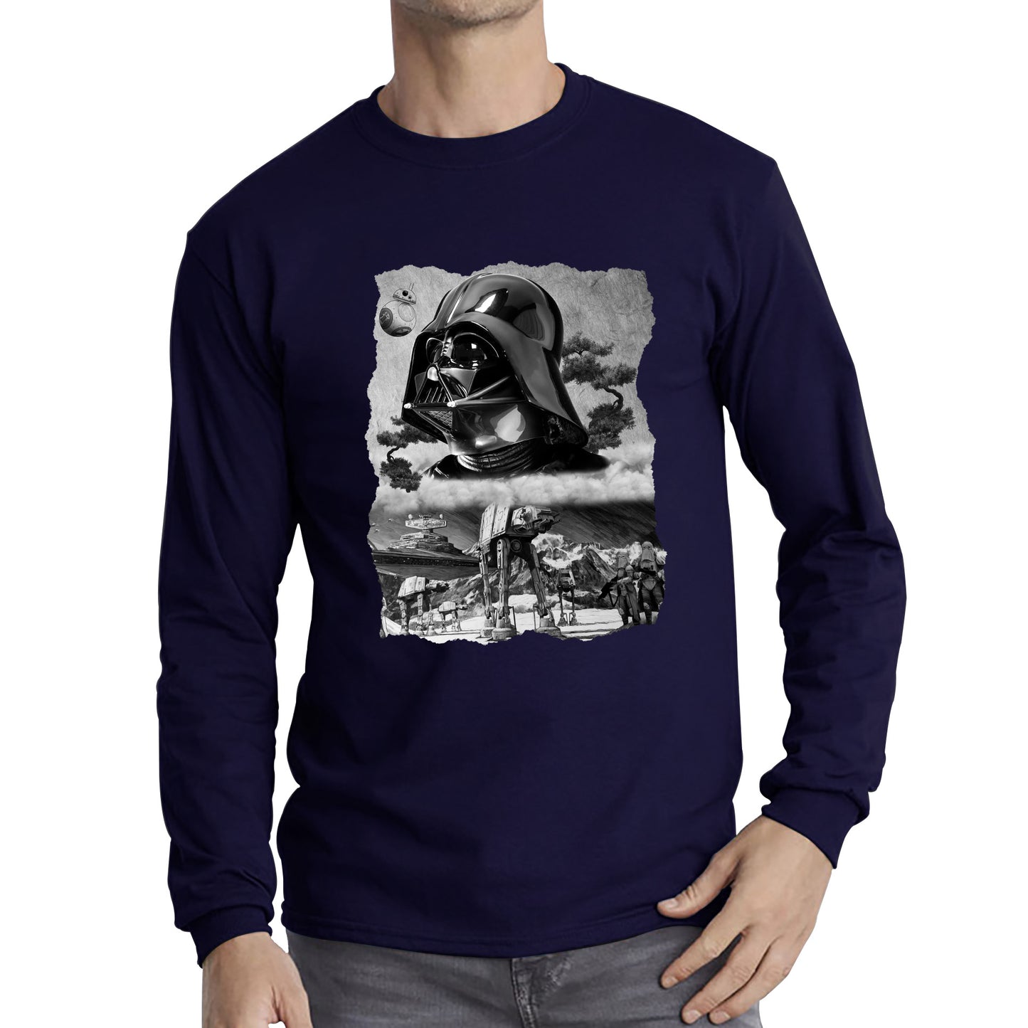 The Force Is Strong With This One Vintage Poster Graphic Movie Series Long Sleeve T Shirt