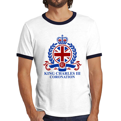 King Charles III Coronation 2023 CR III King Of England United Kingdom His Majesty Ringer T Shirt