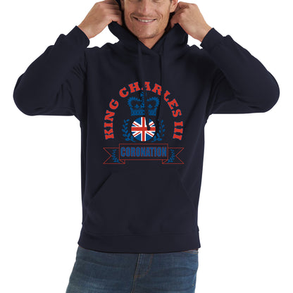 King Charles III 2023 Coronation God Save The King Royal Crown CR III His Majesty Union Jack Uk Flag Unisex Hoodie