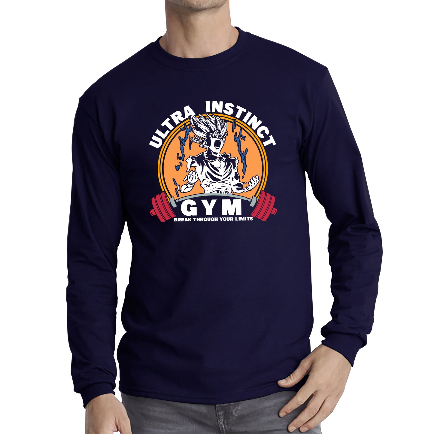 Ultra Instinct Gym Break Through Your Limits Dragon Ball Z Super Saiyan Goku Gym Training Bodybuilding Workout Long Sleeve T Shirt