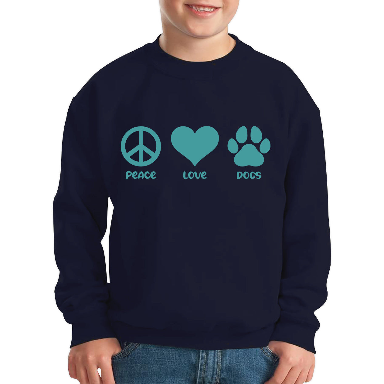 Peace Love Dogs Dog Paws Funny Dog Lovers Animal Pet Peace Logo Kids Jumper