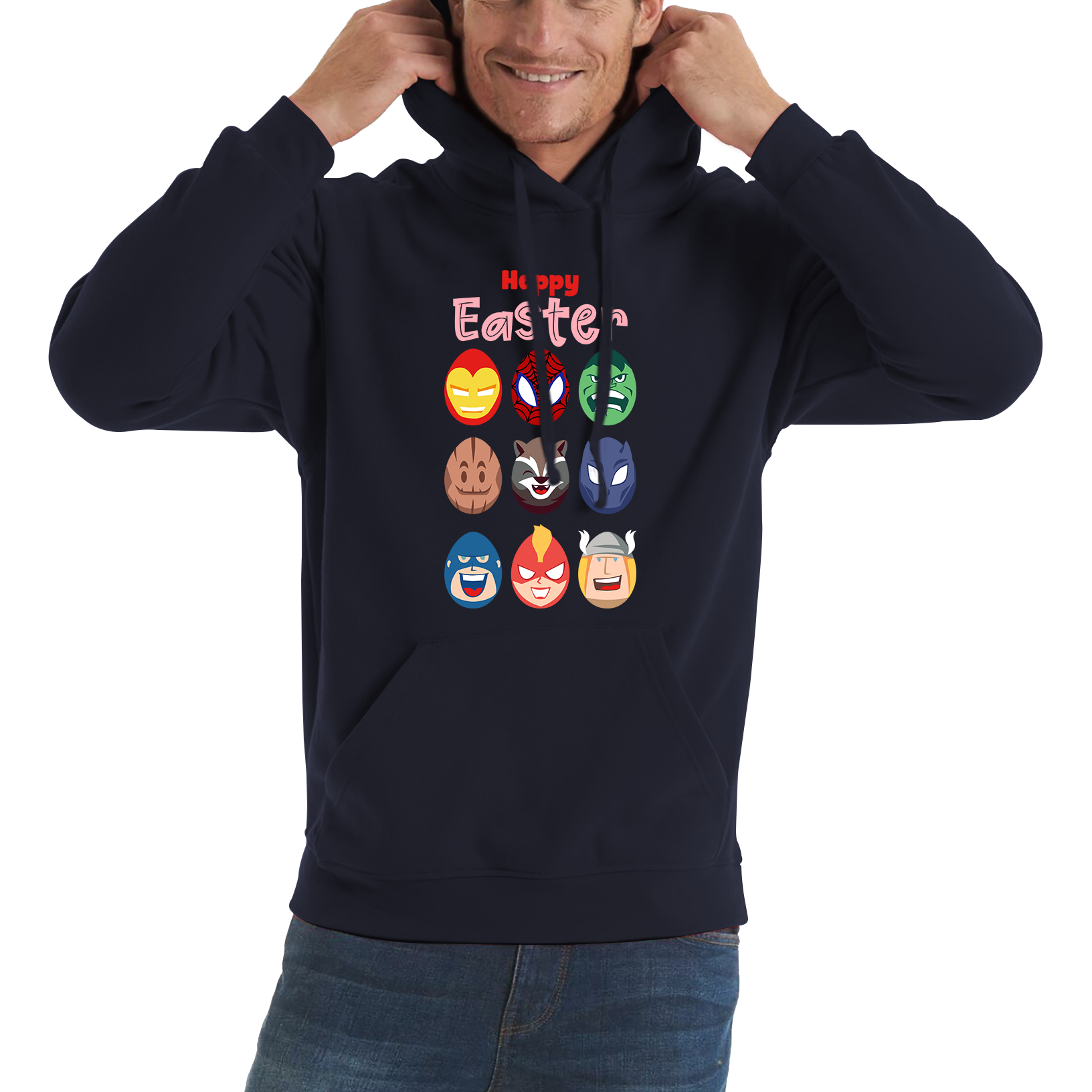 Happy Easter Marvel Avengers Characters Face Avengers Characters Easter Day Happy Easter Cute Superhero Unisex Hoodie