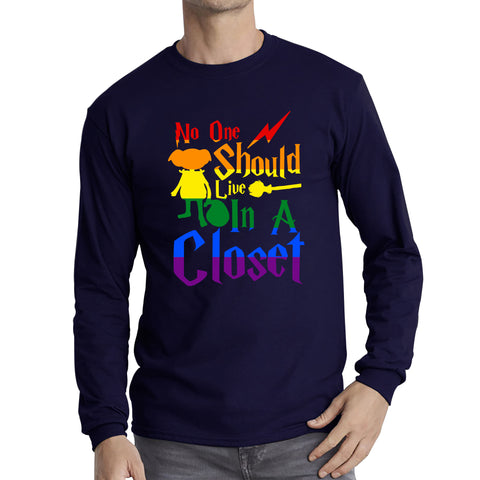 No One Should Live In A Closet Harry Potter LGBT Gay Pride Vintage Long Sleeve T Shirt