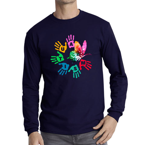 Autism Awareness Butterfly Peace Lover Autism Rainbow Be Kind Acceptance Autism Support Long Sleeve T Shirt