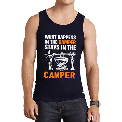 What Happens In The Camper Stays In The Camper Funny Camping Camper Adventure Lover Tank Top