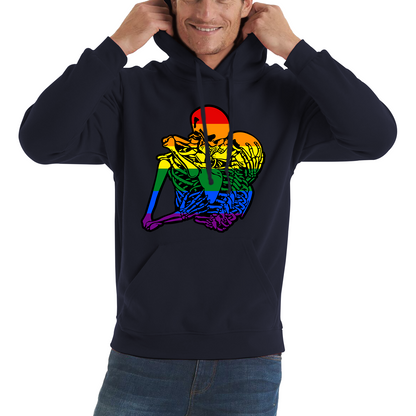 Kissing Skeletons Gay Pride LGBT Gay Skull Halloween LGBTQ+ Rainbow Pride Month Unisex Hoodie
