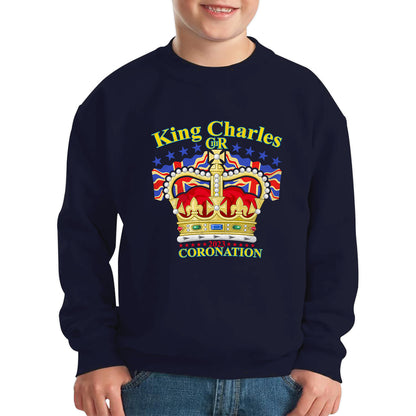 King Charles III 2023 Coronation  Royal Crown UK Ruling Monarch CR III Great Britain Pride Kids Jumper