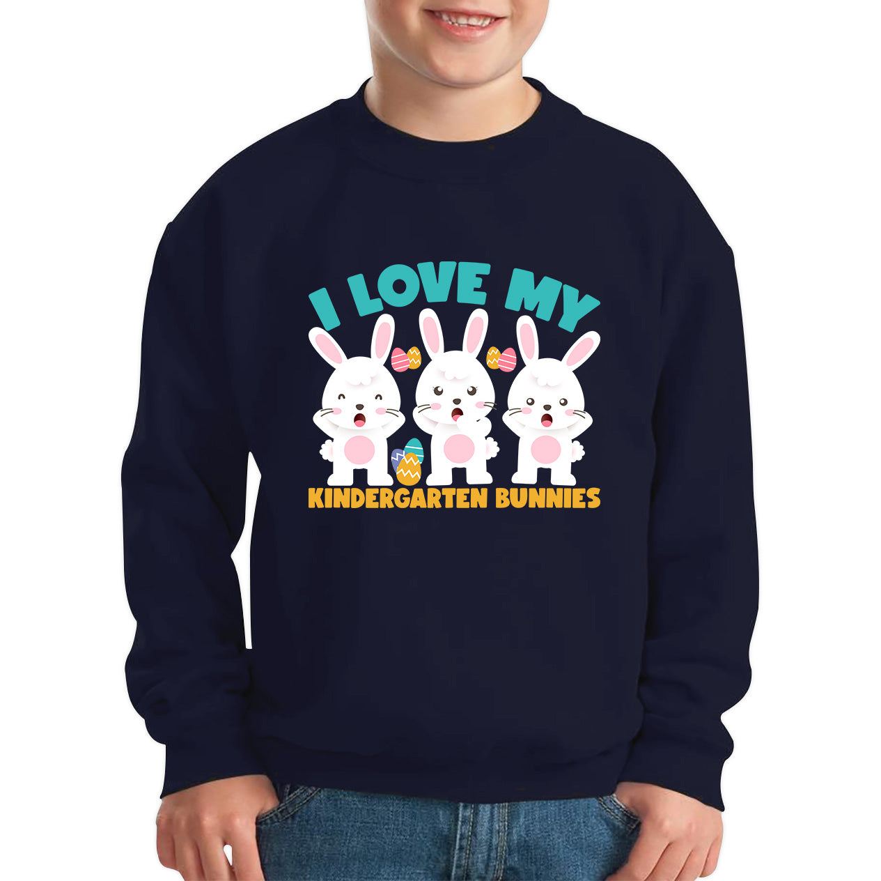 I Love My Kindergarten Bunnies Teacher Easter Bunny Teacher Back To School Kids Jumper