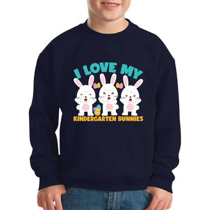 I Love My Kindergarten Bunnies Teacher Easter Bunny Teacher Back To School Kids Jumper
