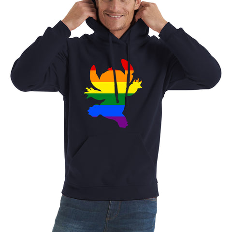 Disney Ohana Stitch Pride LGBT Lilo & Stitch Comedy Cartoon Pride Month LGBTQ+ Rainbow Colours Unisex Hoodie