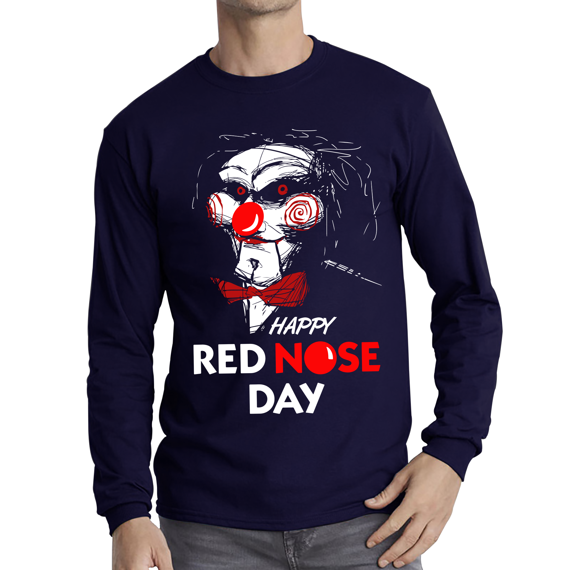 Jigsaw Happy Red Nose Day Adult Long Sleeve T Shirt. 50% Goes To Charity