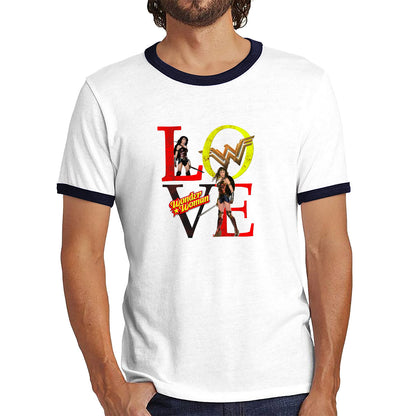 Love Wonder Woman Justice League Logo Wonder Woman Super Woman Comic Book Character DC Superhero Ringer T Shirt
