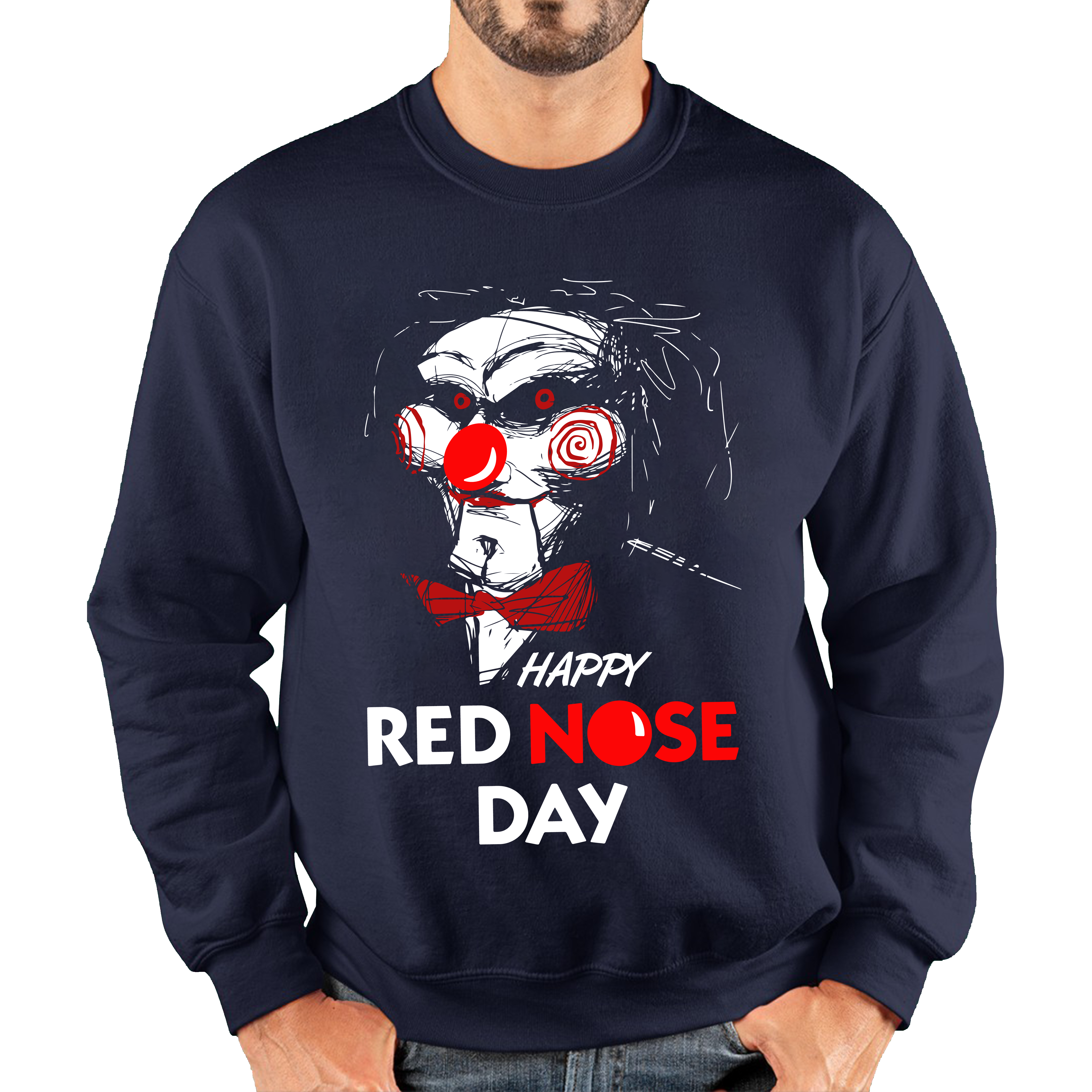 Jigsaw Happy Red Nose Day Adult Sweatshirt. 50% Goes To Charity