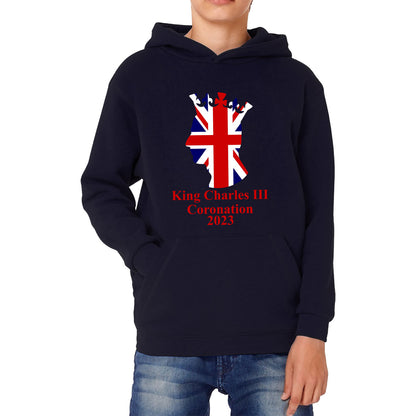 King Charles III Coronation 2023 United Kingdom King of England Royal Crown CR III His Majesty Kids Hoodie