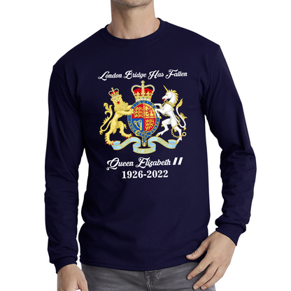 London Bridge Has Fallen Queen Elizabeth II Union Jack Queen's Crown Long Sleeve T Shirt