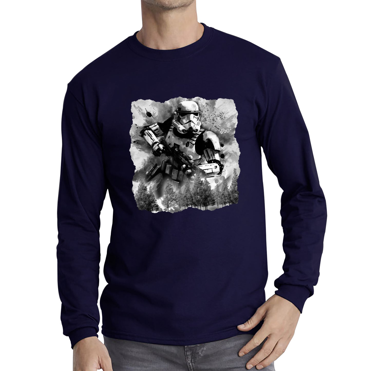 Hunter In The Forest Death Star Vintage Poster Graphic Movie Series Long Sleeve T Shirt