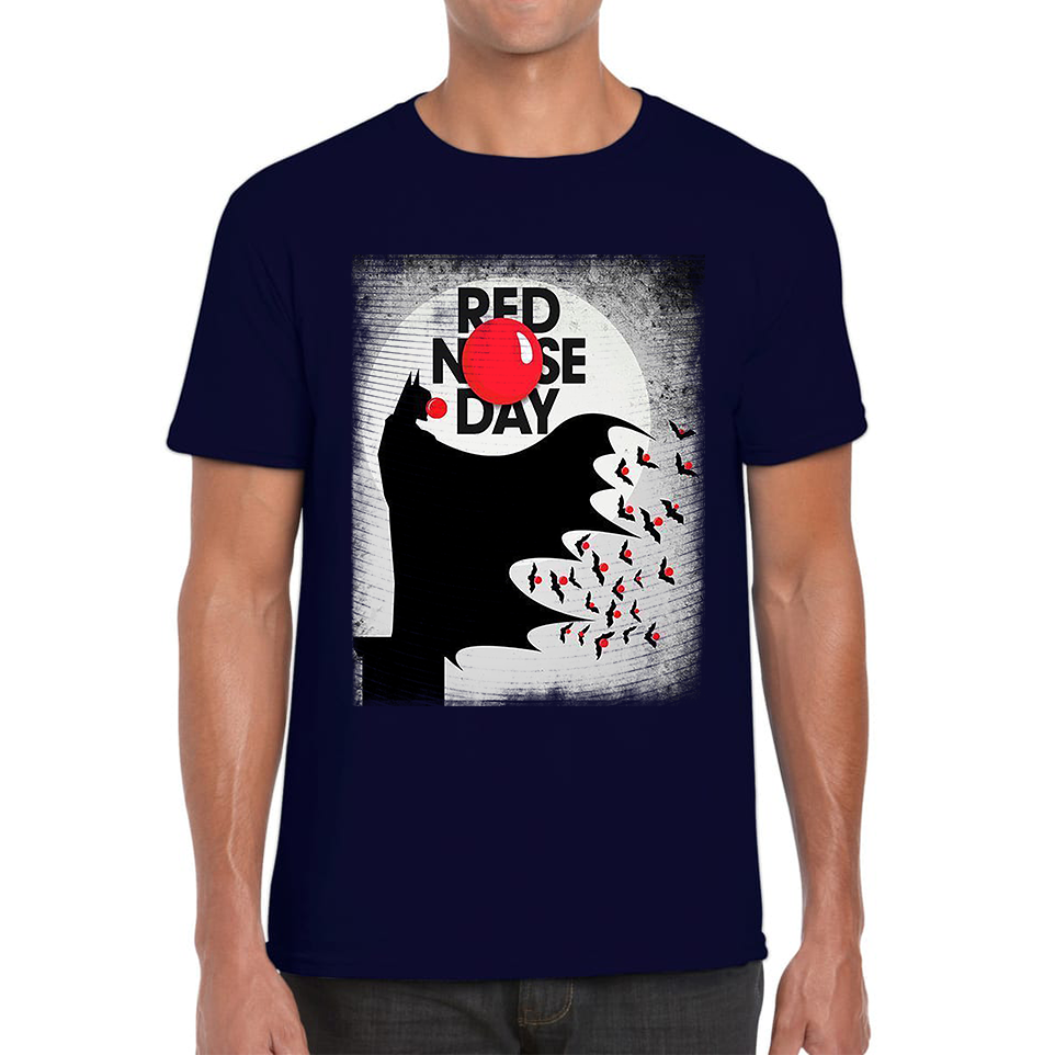 Batman Red Nose Day Adult T Shirt. 50% Goes To Charity