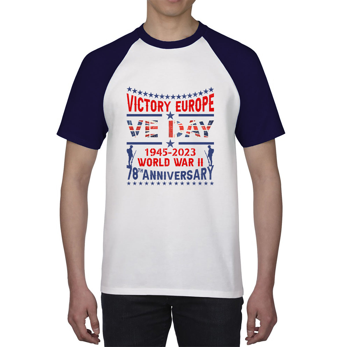 VE Day Victory In Europe Day Lest We Forget 1945-2023 World War II 78th Anniversary Remembrance Day British Veterans UK Baseball T Shirt