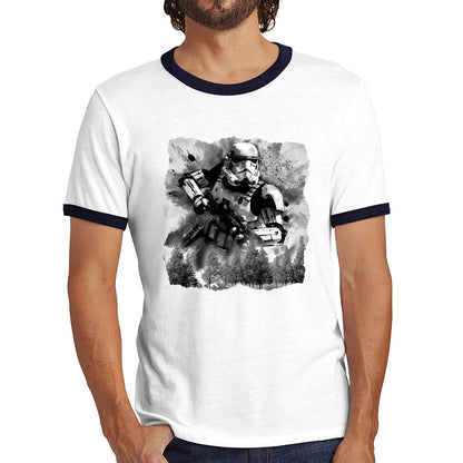 Hunter In The Forest Death Star Vintage Poster Graphic Movie Series Ringer T Shirt