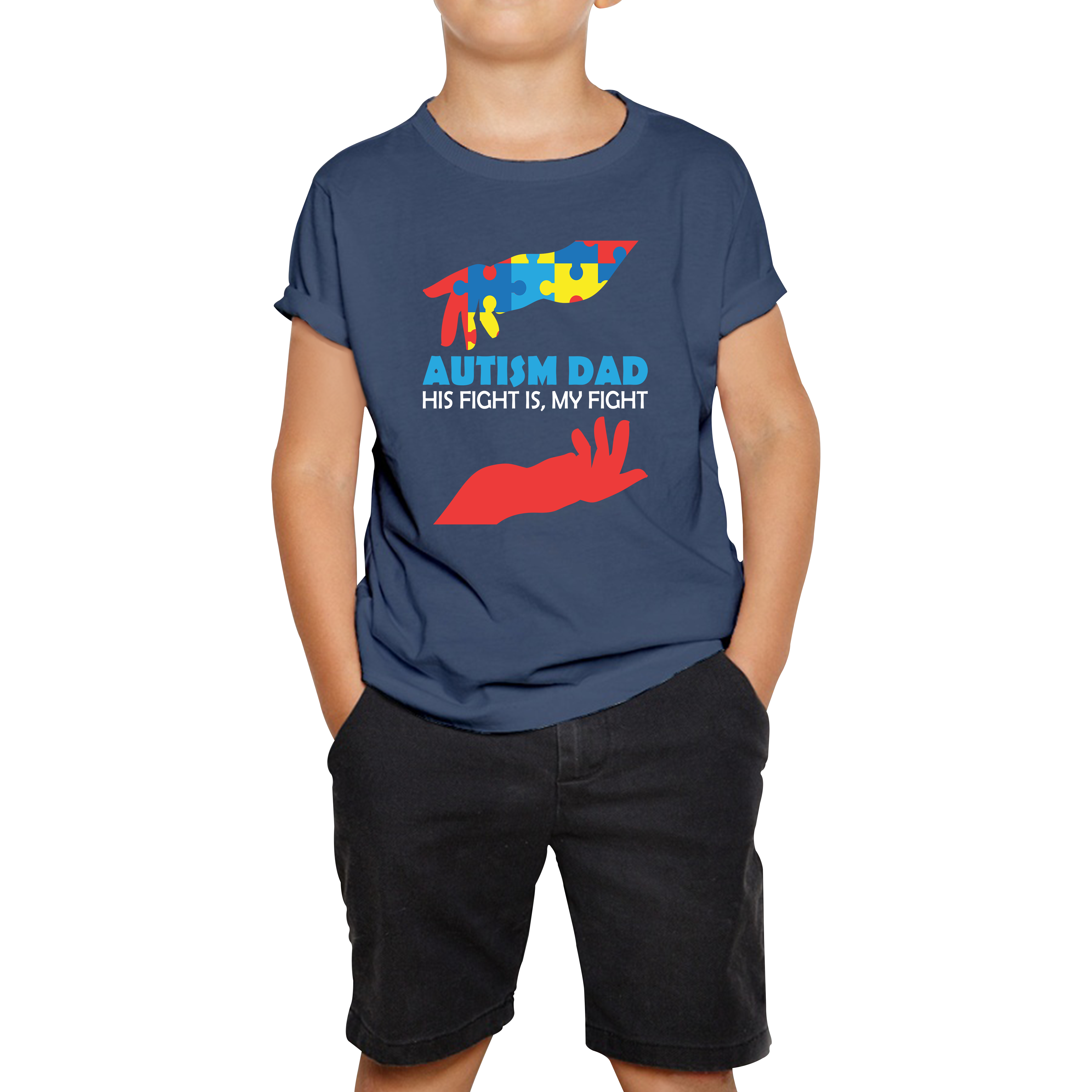 Autism Dad His Fight Is My Fight Autism Awareness Kids Tee