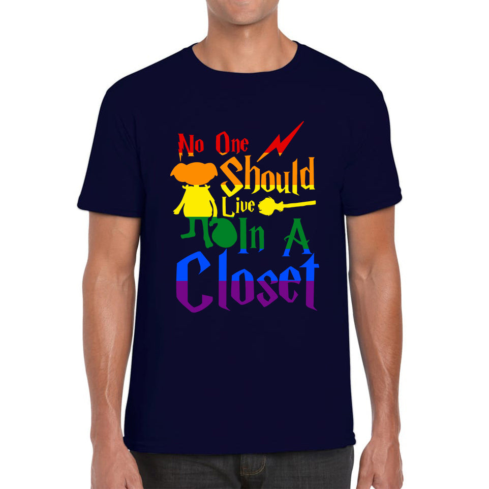 No One Should Live In A Closet Harry Potter LGBT Gay Pride Vintage Mens Tee Top