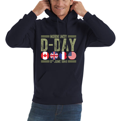 Normandy D-Day 6th June 1944 Normandy Landings World War II British Canadian Airborne Military Seaborne Invasion UK Army Veteran Patriotic Unisex Hoodie