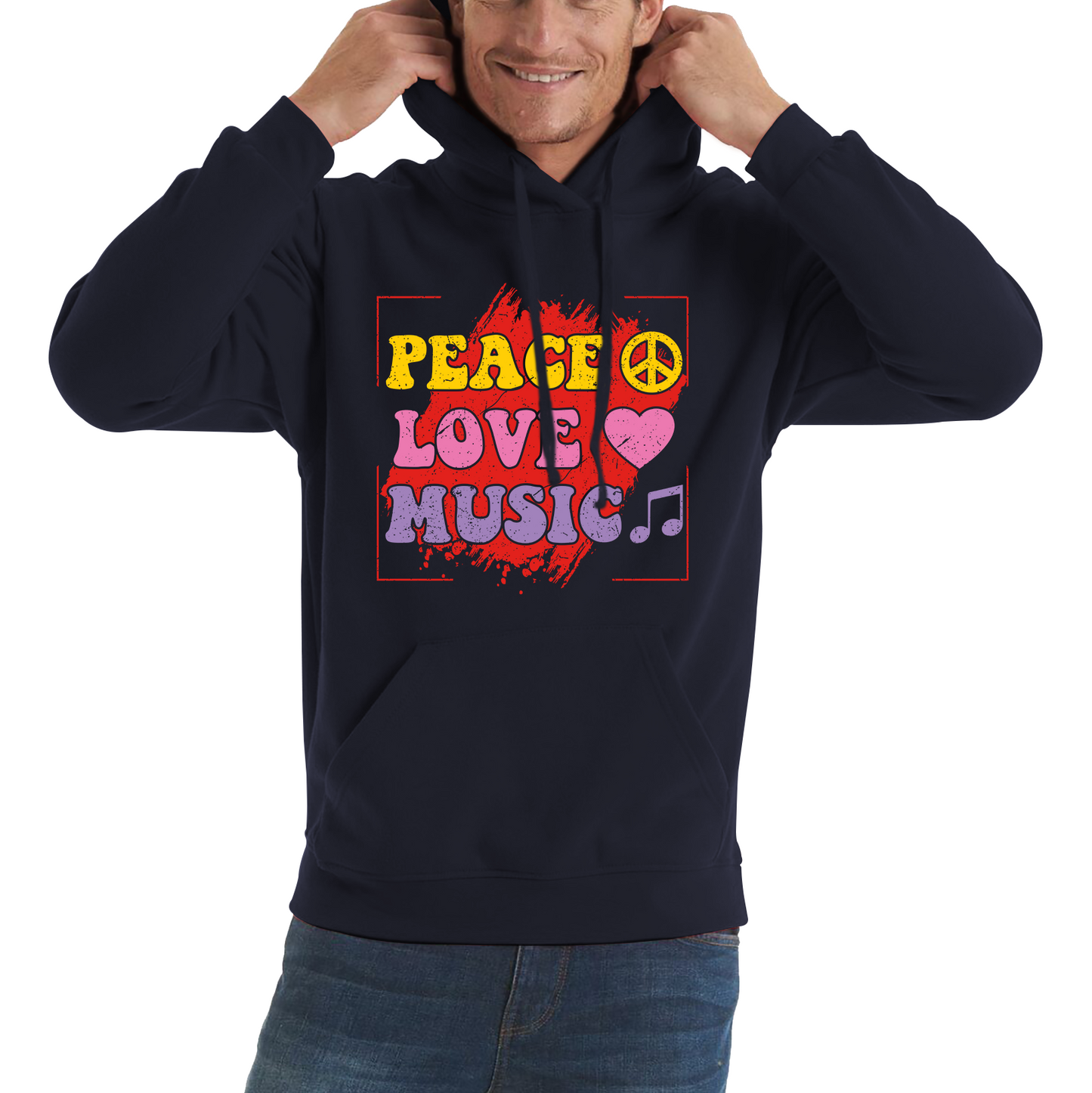 Peace Love Music Funny Music Lover Inspirational Motivational Music Festival Musician Unisex Hoodie