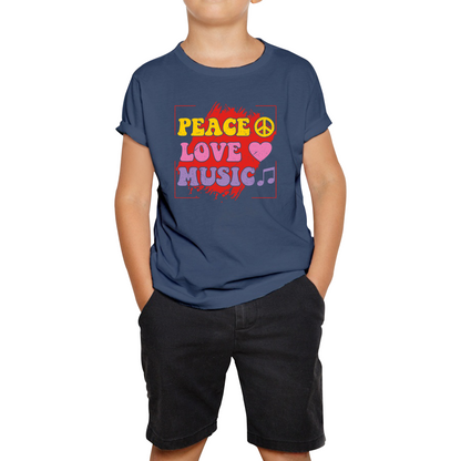 Peace Love Music Funny Music Lover Inspirational Motivational Music Festival Musician Kids Tee