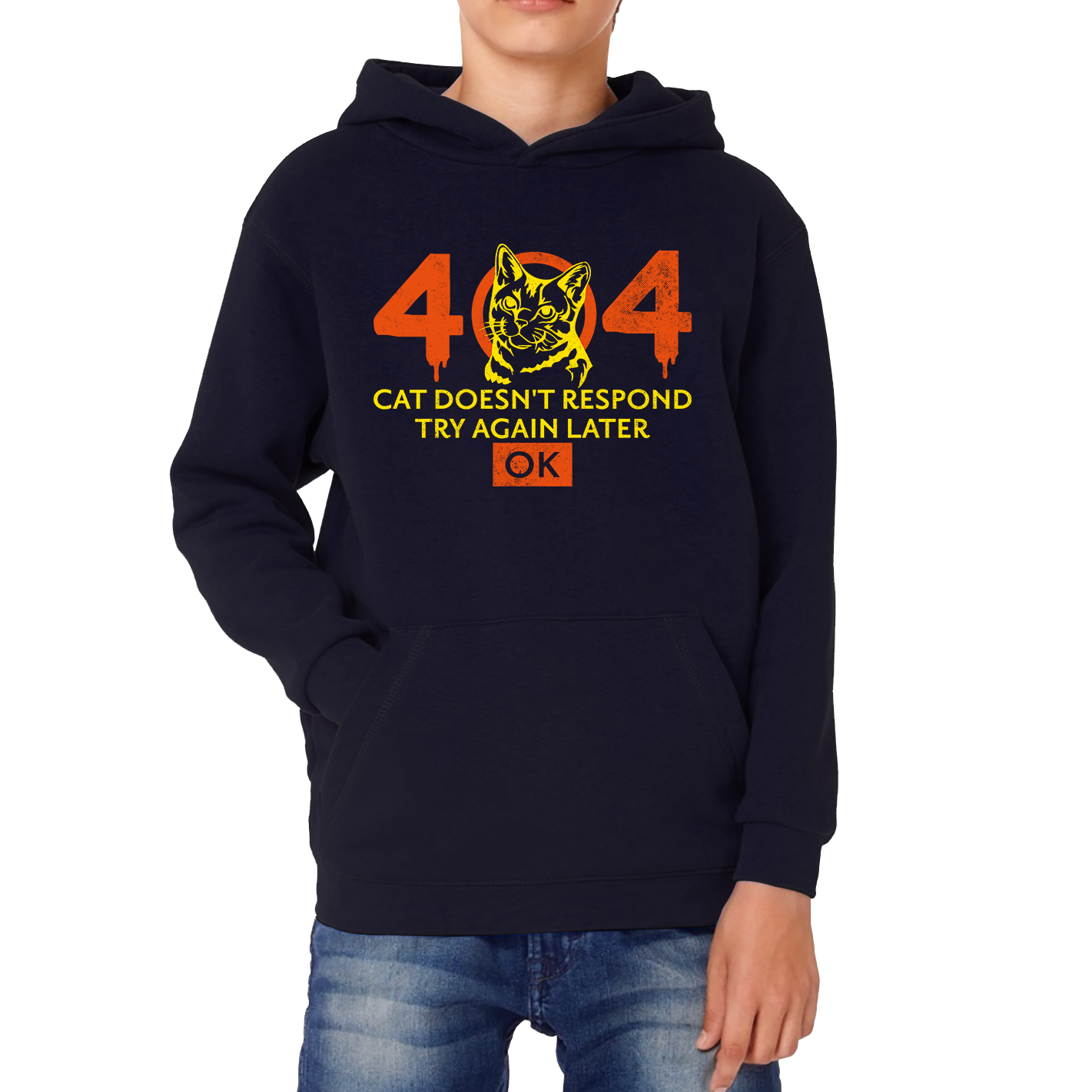 404 Cat Doesn't Respond Try Again Later Ok Kids Hoodie