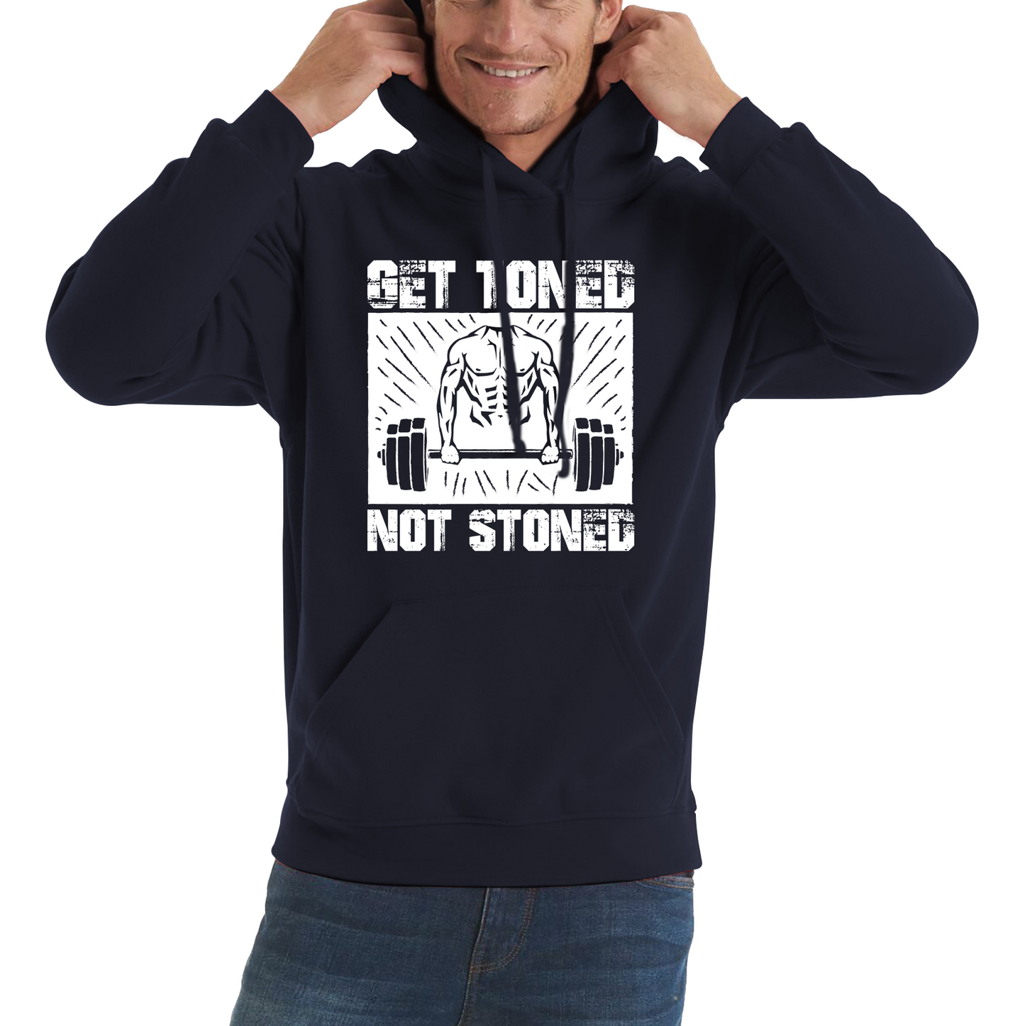 Get Toned Not Stoned Workout Muscles Fitness Motivational Gym Unisex Hoodie