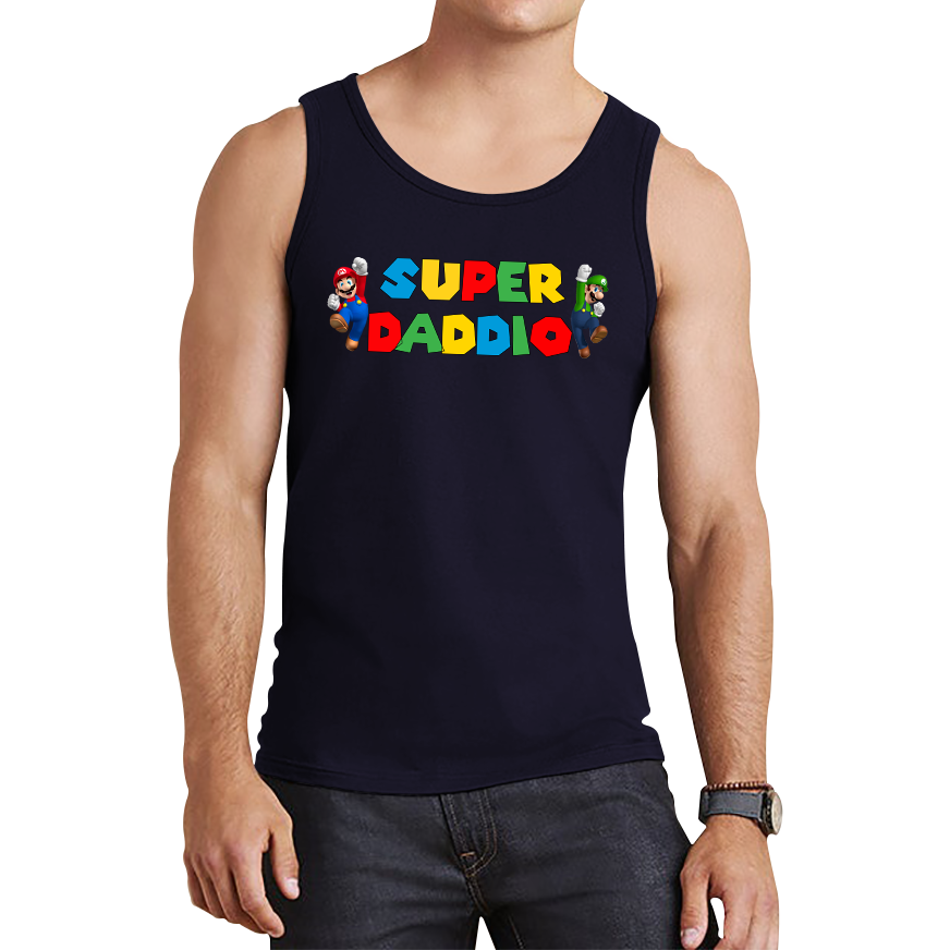 Super Daddio Funny Super Mario Fathers Day Love For Dad Daddy Funny Mario Bros Tank Top