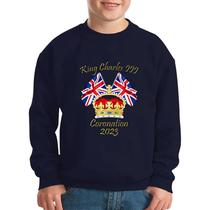King Charles III Coronation 2023 United Kingdom Flags Royal Crown Ruling Monarch Of England CR III Kids Jumper