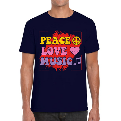 Peace Love Music Funny Music Lover Inspirational Motivational Music Festival Musician Mens Tee Top