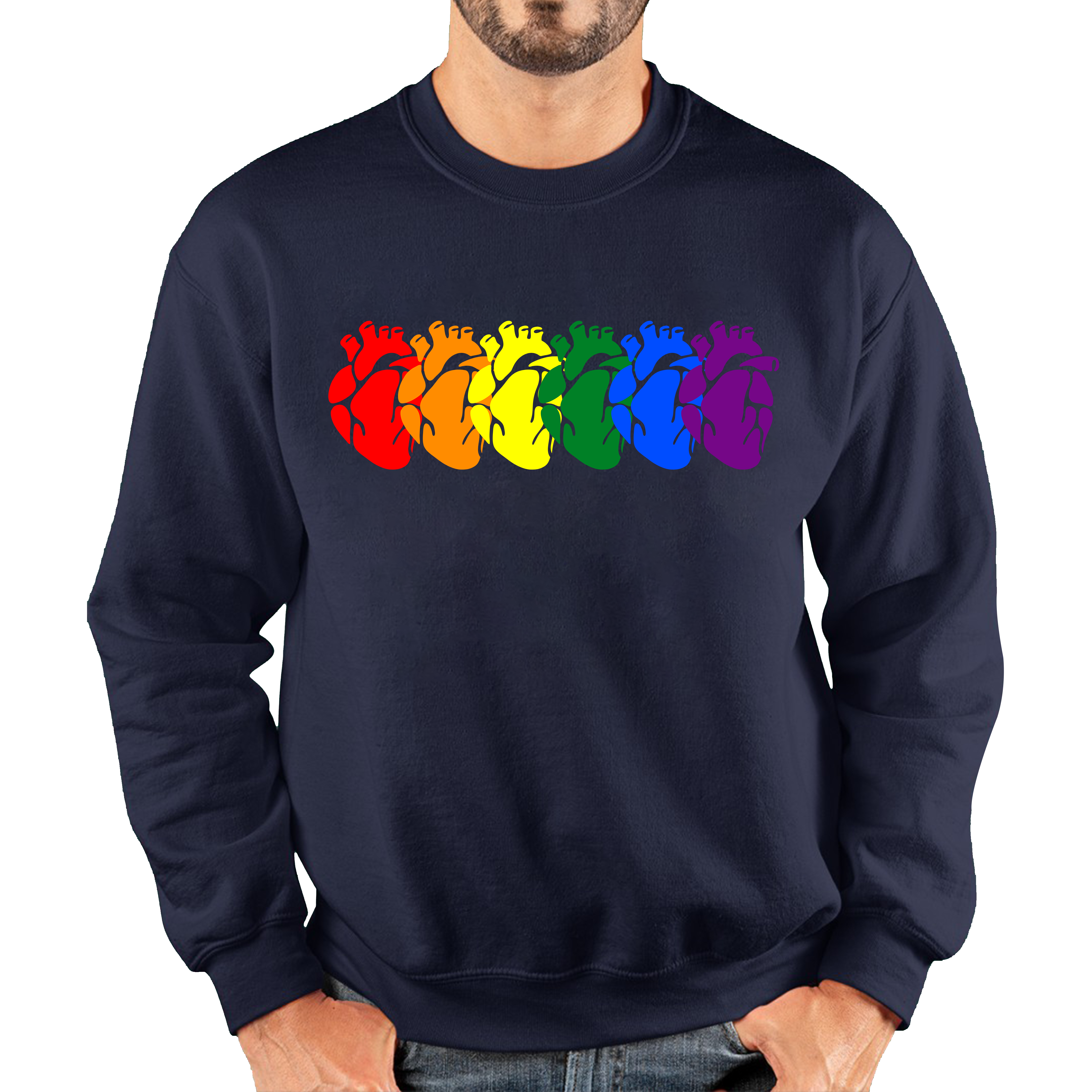 Rainbow Colour Human Heart Pride LGBTQ Rainbow Hearts Line Celebrating Pride LGBT Gay Pride Month Unisex Sweatshirt