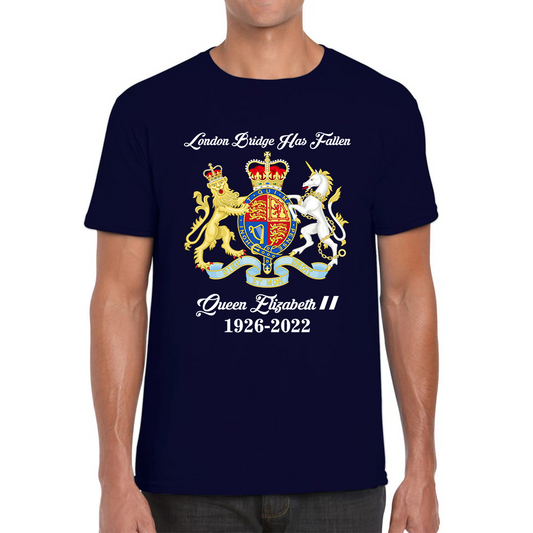 London Bridge Has Fallen Queen Elizabeth II Union Jack Queen's Crown Mens Tee Top