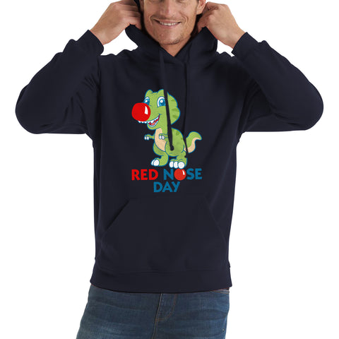 Red Nose Day T-rex Trex Lover's Gift Dynosaurs Dino Red Nose Day 2023 Unisex Hoodie