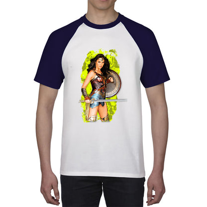 Gal Gadot Wonder Woman Shield Comic Book Character Wonder Girl Superhero Baseball T Shirt