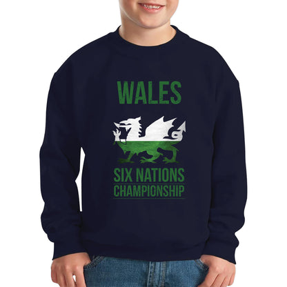 Wales Flag Logo Rugby Cup European Support World Six Nations Championship Kids Jumper