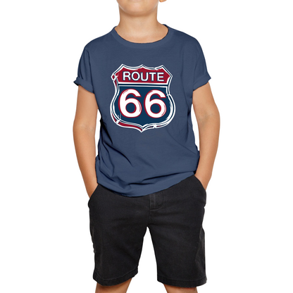 Route 66 Baseball Highway 66 US Biking Riding Highway Main Street of America Kids Tee