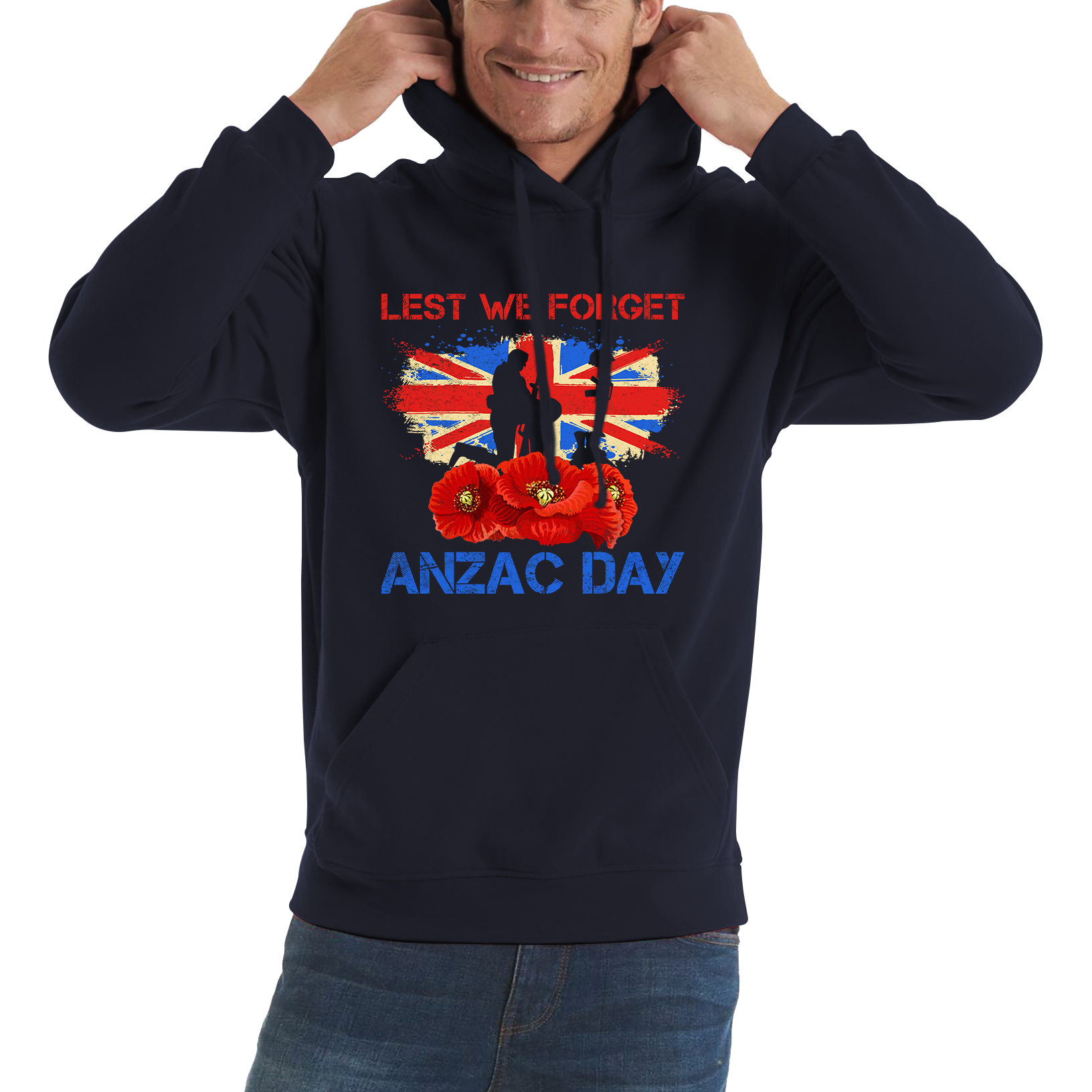 Poppy Lest We Forget Anzac Day Remembrance Day Kneeling Soldier World War I Unisex Hoodie