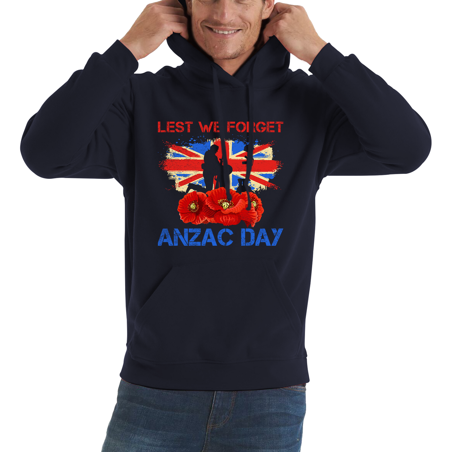Poppy Flowers Lest We Forget Anzac Day British Veterans Remembrance Day Hoodie