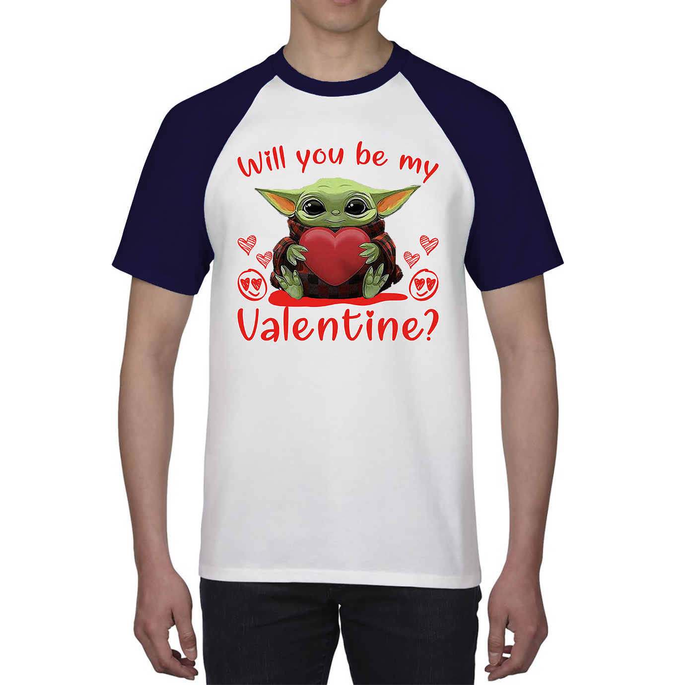 Baby Yoda Raglan Will You Be My Valentine Baseball T Shirt