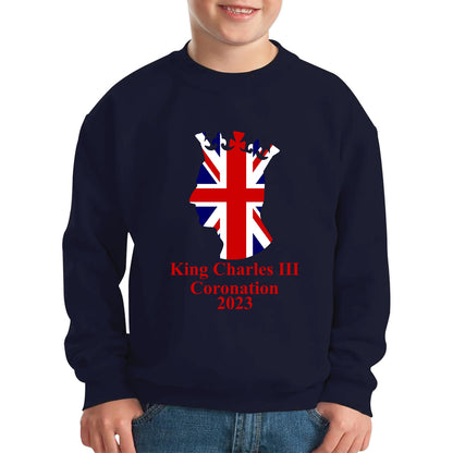 King Charles III Coronation 2023 United Kingdom King of England Royal Crown CR III His Majesty Kids Jumper